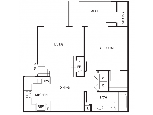 A1 1 Bed 1 Bath Floor Plan A1 1 Bed 1 Bath Floor Plan at Country Brook Apartments, Chandler, 85226